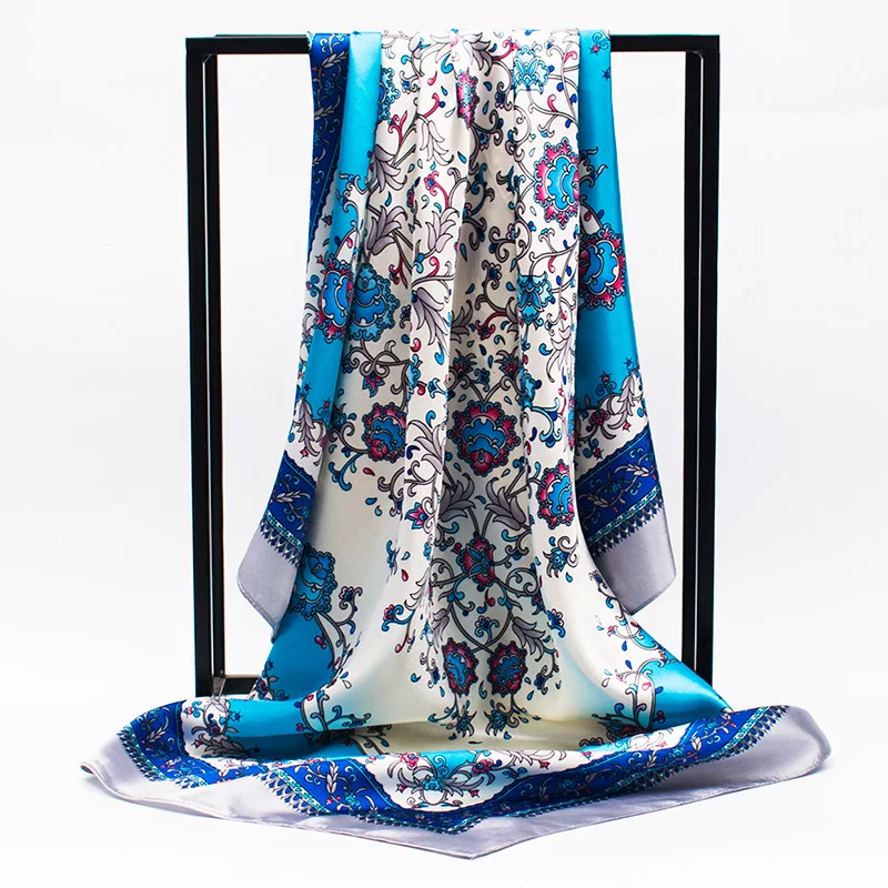 Модный Шелковый шарф с принтом женский роскошный бренд атласный фуляр