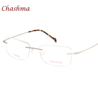 chashma brand eyewear top quality eyeglasses male pure titanium glasses frames light rimless optical eyeglass frames clear lense