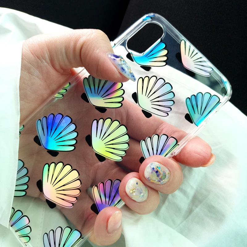 Красочные Лазерная Мягкие tpu мультфильм ананас sea shell глаза Мороженое случае