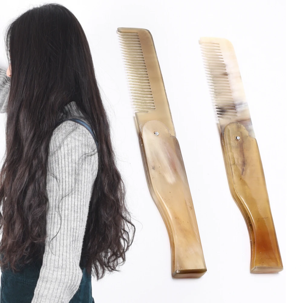 1 шт. Новое поступление красивая женская расческа Ox Horn мелкий зуб складной