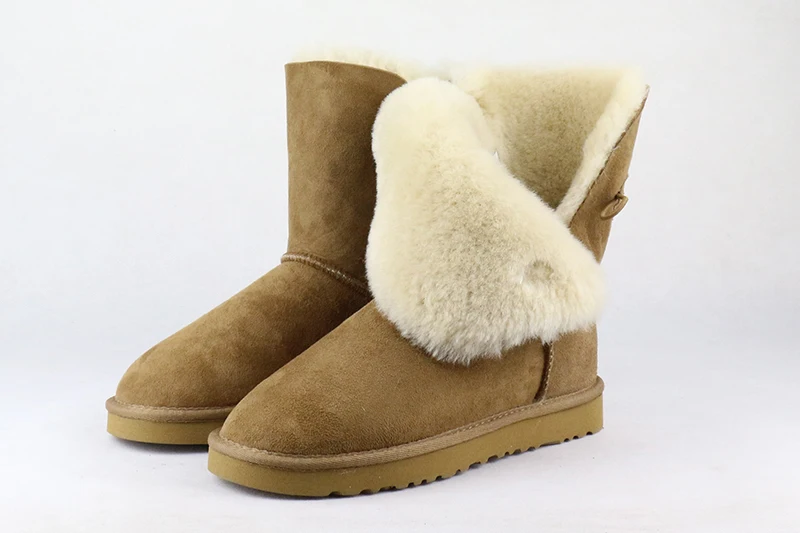 2019 European high-quality snow boots real sheepskin 100%natural wool women's free delivery 6 colors | Обувь