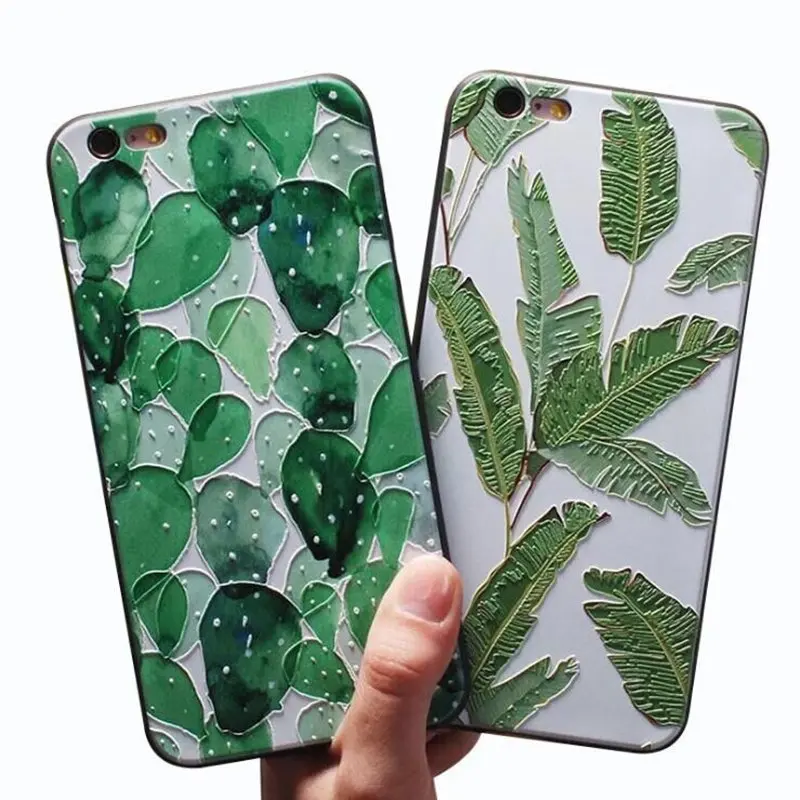 3D рельеф свежие зелёные листья чехол для Xiaomi 6 A1 A2 накладка из мягкого силикона