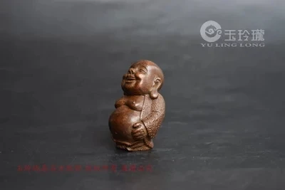 Карман (чайный питомец. Скульптура с улыбающимся Буддой Maitreya античная бронза