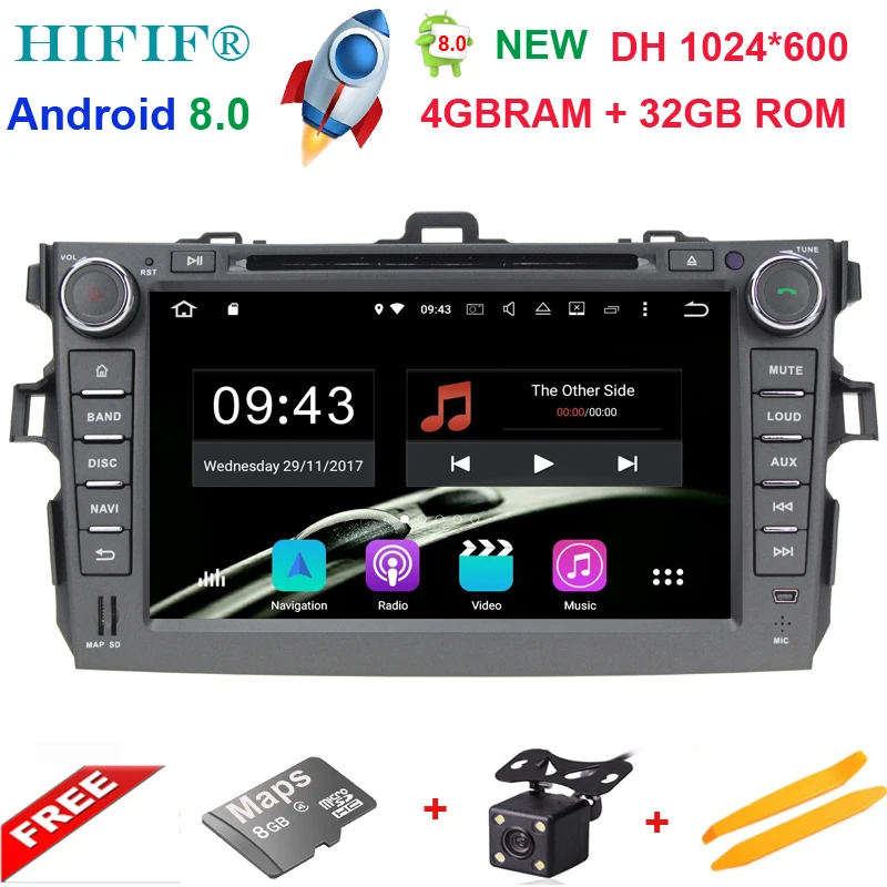 IPS 4 + 32G Android 8 0 Рулевое колесо для Toyota Corolla 2008 Octa Core автомобильный DVD-плеер