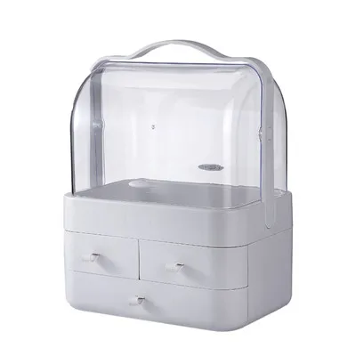 White Портативный Большой ёмкость Make Up Box для женщин Мода водостойкий макияж организатор косметички творческий двойной ящик дизайн - Цвет: White