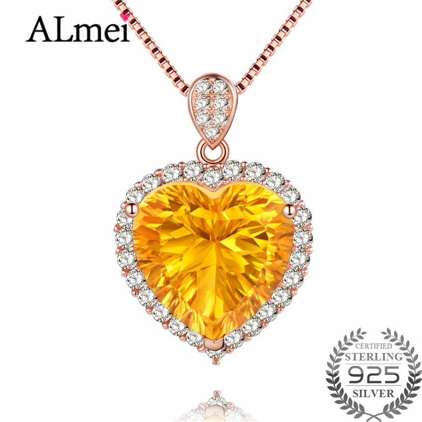 Ожерелье и кулон Almei из натурального драгоценного камня с цитрином ореолом