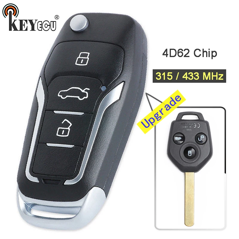 

KEYECU 315 / 433MHz 4D62 Chip Upgraded Flip Folding 3 Button Remote Key Fob key for Subaru Forester 2008 2009 2010 2011 2012
