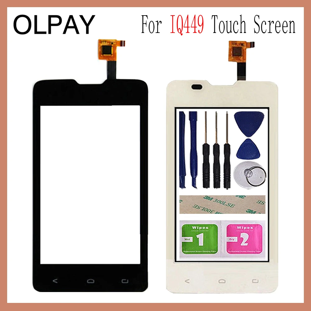 

4,5 ''сенсорный экран для Fly IQ449 449 сенсорный экран дигитайзер панель передняя стеклянная линза сенсорные инструменты клей + салфетки