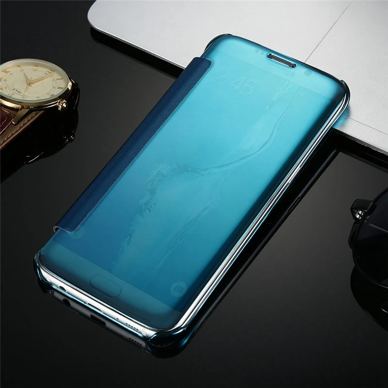 New KISSCASE зеркало флип чехол для samsung Galaxy A5 A3 A7 J5 J7 A520 J720 J520 J320 смарт окно чехол для samsung Galaxy S8 S8 Plus S7 s6 edge чехол на самсунг а5 a3 a7 j5 j3 j7 - Цвет: Brilliant Blue