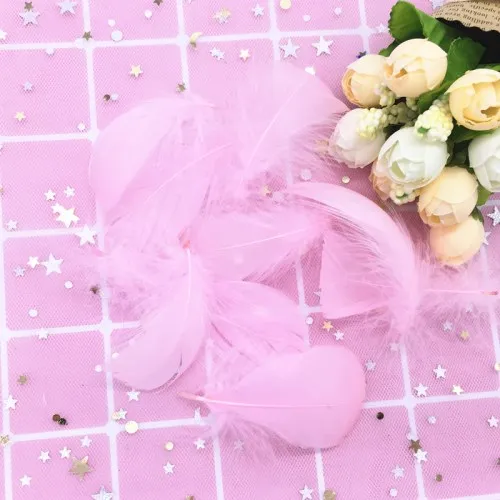 Pink Натуральные Цветные перья, 100 шт./лот, 4-8 см, 1-2 дюйма, маленькие плавающие гусиные перья, шлейф для рукоделия, украшения ювелирных изделий - Цвет: Pink