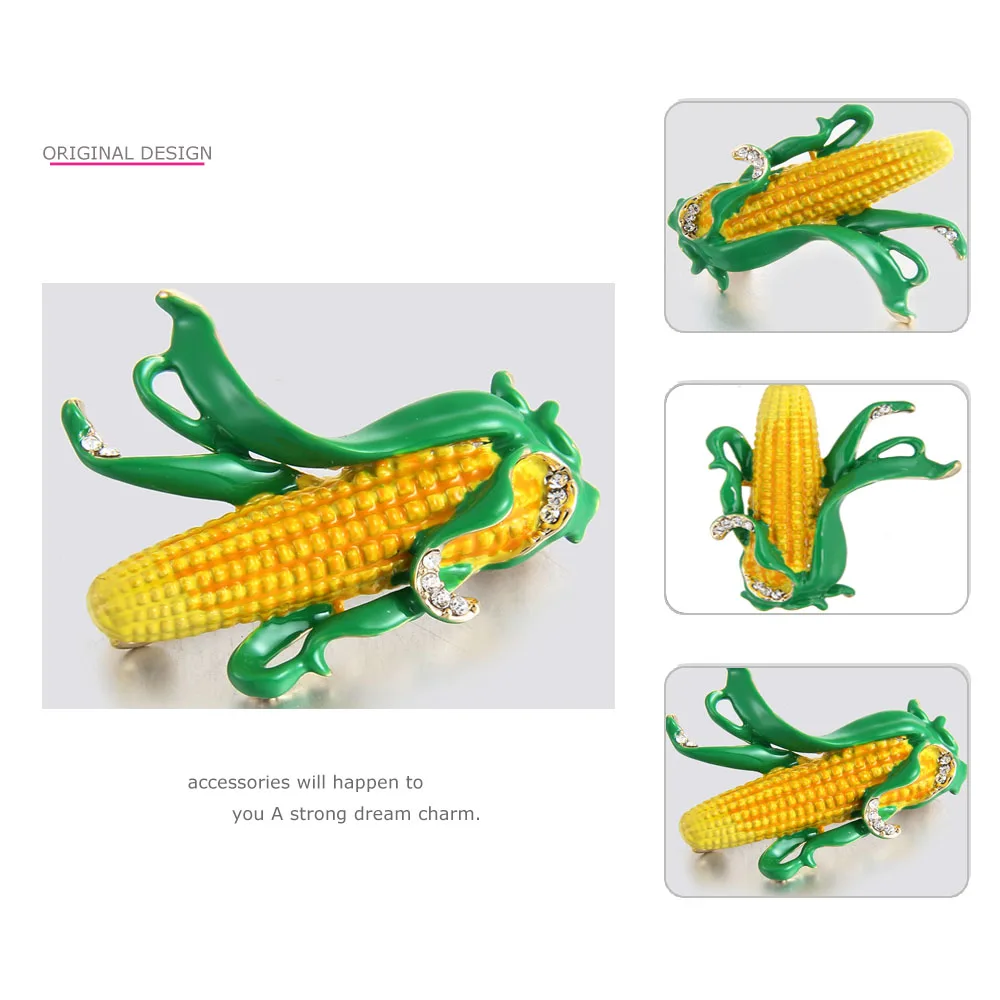 Броши MloveAcc в виде желтой кукурузы зеленые эмалированные Листья Кукурузы брошь