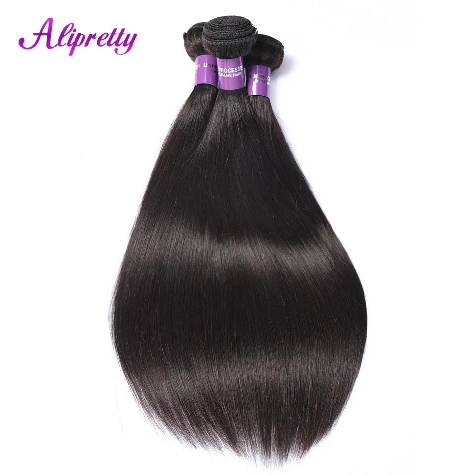 Alipretty необработанные индийские волосы прямые пучки полный конец 1/3/4 шт. 100G Non