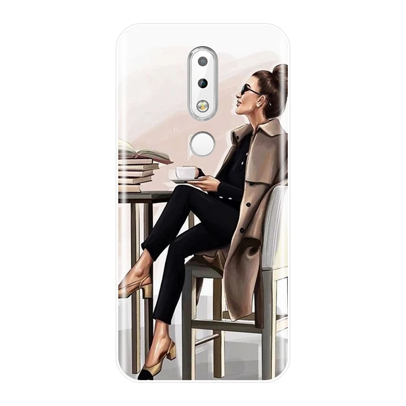 Задняя крышка для Nokia 7 1 6 5 3 2 Plus Girl Boss Pink Women Силиконовый мягкий чехол