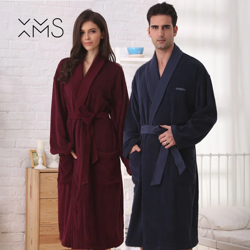 XMS бренд 2018 зима хлопок мягкий Халат с капюшоном мужской ночной рубашке Домашняя