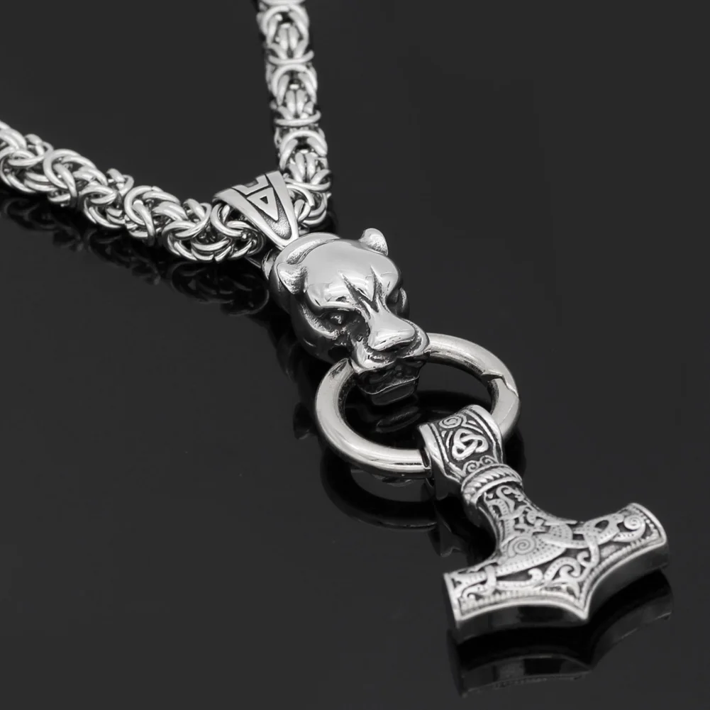 Мужская голова Волка odin из нержавеющей стали с молотком thor MJOLNIR амулет узелком