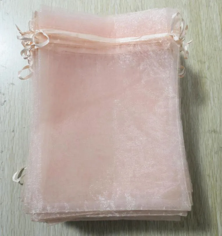 Peach Colour 100 шт/партия 10x12, 13x18, 15x20 см многоцветные шелковые мешки из органзы на шнурке мешки для рождественские украшения свадебный подарок сумка - Цвет: Peach Colour