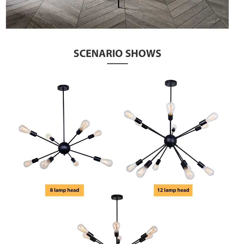 SANBUGM Modern Industrial Iron Satellite Light Lighting Sputnik Chandelier Medieval Retro Loft Luminaire Chandelier Lighting