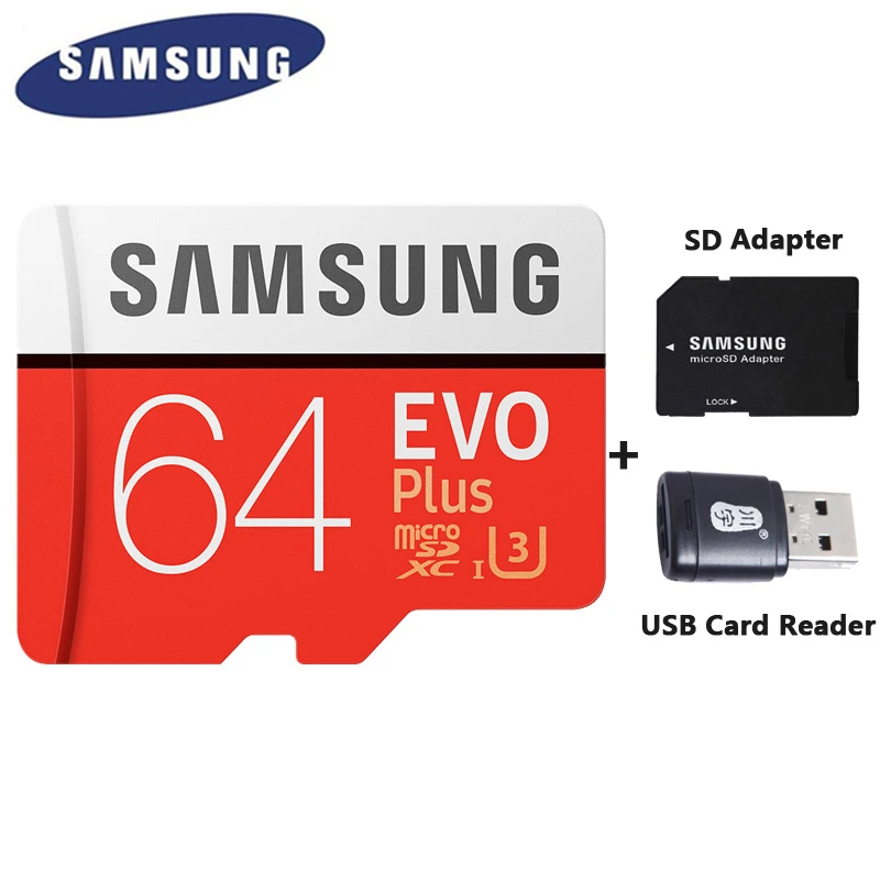 SAMSUNG EVO PLUS карты памяти 128 ГБ 32 64 Micro SD Class10 U3 100 МБ/с. Flash TF карта MicroSD с адаптером и Usb