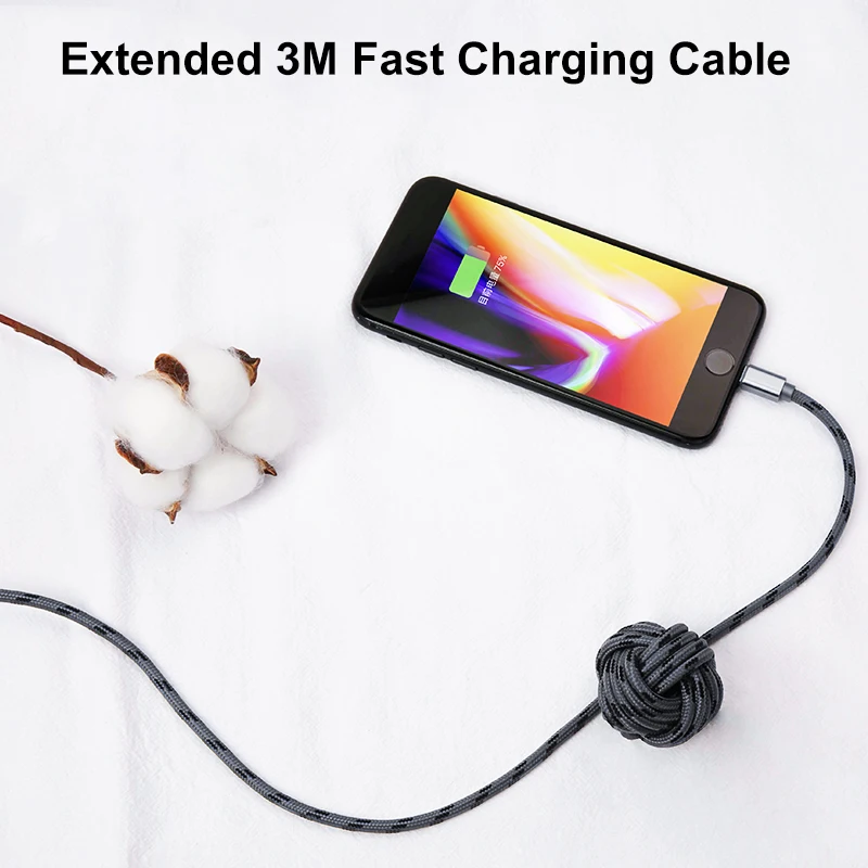 USB кабель для iPhone 3 м 2 1 А быстрой зарядки Xs Max Xr X 8 7 6 Plus 6s 5 s кабели iPad|Кабели