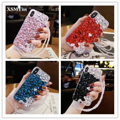 

XSMYiss Luxury Bling Crystal Diamonds Rhinestone Stones Phone Case Cover for SamsungS7 S8 S9 S10 S20 S21 PLUS Note5 8 9 10 20