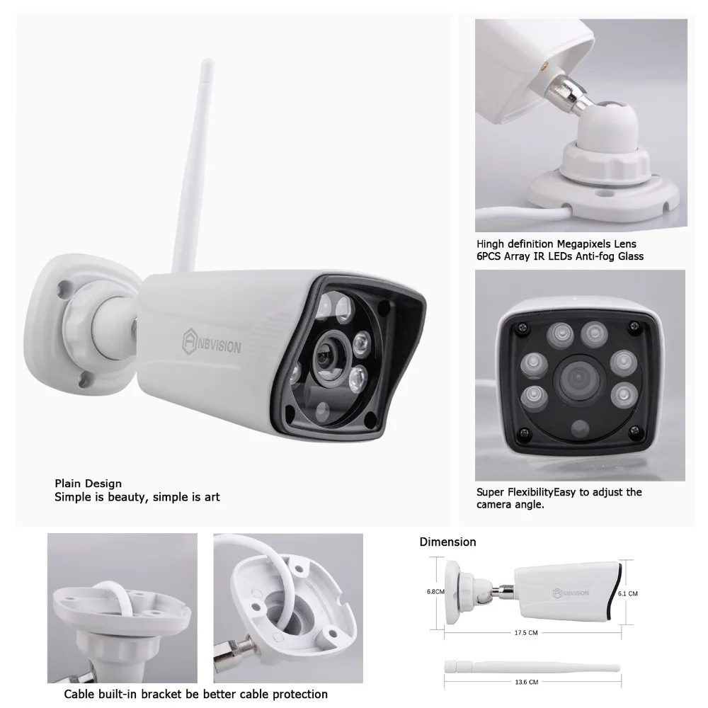 Anbvision 720 p Беспроводной Wi-Fi 4 шт. IP CCTV камера Камера Системы комплект