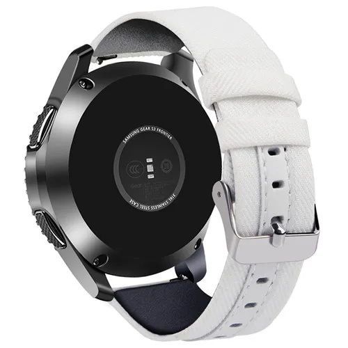 white Спортивный нейлоновый+ кожаный ремешок для samsung Galaxy Watch 46 мм/gear s3, ремешок для часов, повседневный джинсовый холст, сменный Браслет 22 мм - Цвет ремешка: white