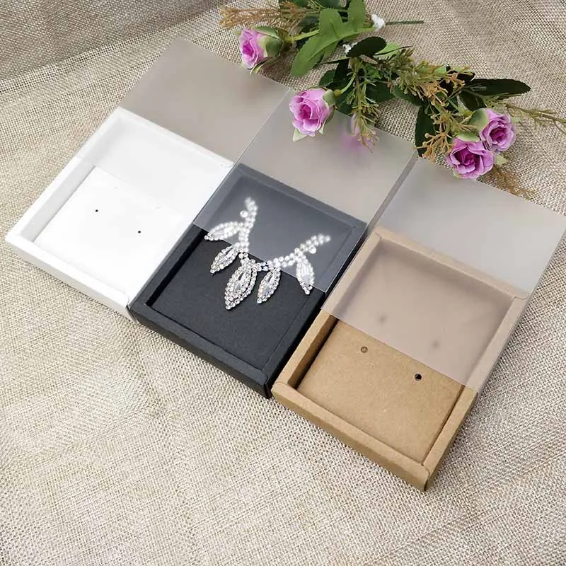 50 шт. карточка для ожерелья Прозрачная ПВХ коробка матовая крышка подарочная