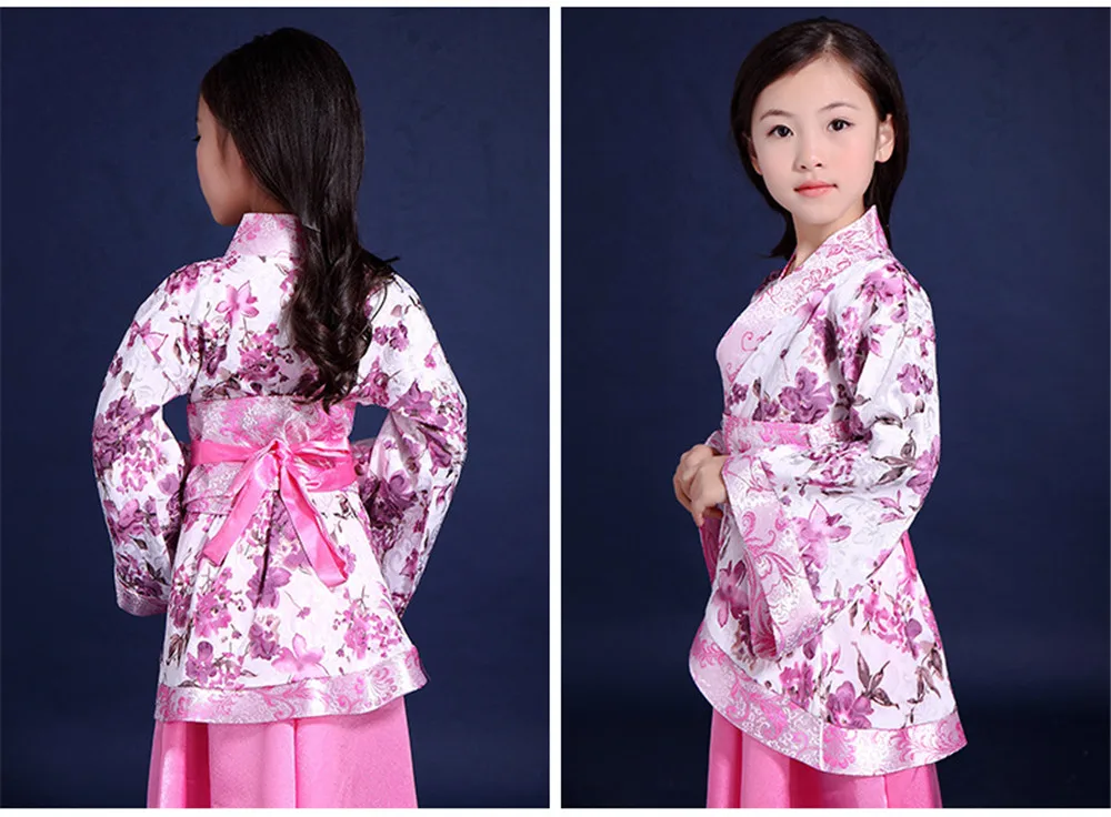 Китайский hanfu костюм девушка платье Мулан Костюмы народного танца сценический костюм китайская Стиль оперы в стиле династии Тан платье династии для девочек