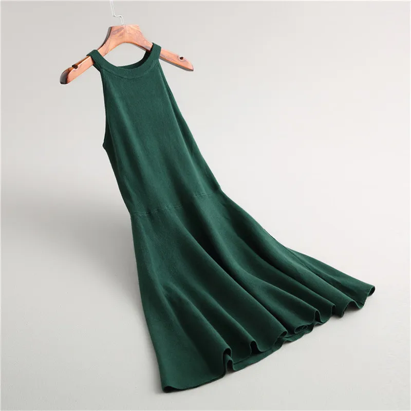 Высококачественные Женские пикантные Холтер Танк трикотажные платье без