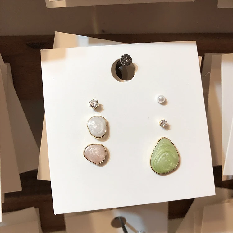 AOMU, 6 шт., Корея, Ретро стиль, новинка, цветная эмаль, геометрические, неправильные, круглые, удивительная цена, серьга-гвоздик капля, серьги для женщин, кулон, набор - Окраска металла: D