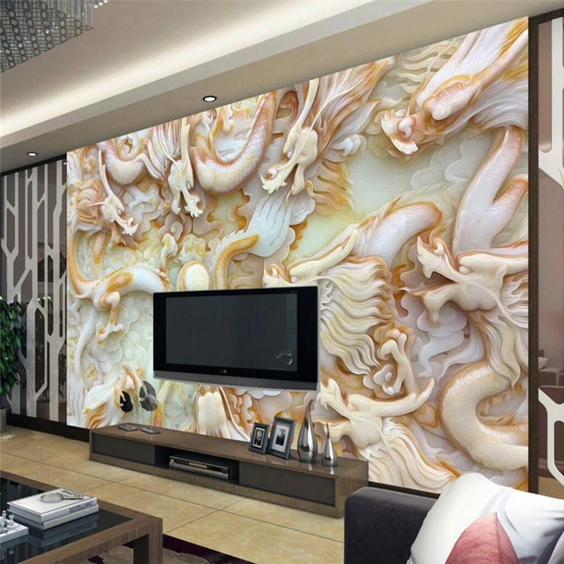 

beibehang Jade Sculpture Custom papel de parede 3D Wall Paper roll Wall Covering Bedroom Mural Background Wallpapers Home Decor