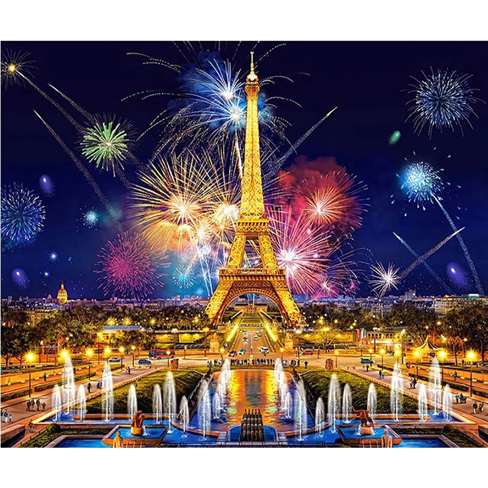 

Full DIY Diamond Painting kit Fireworks Paris pagoda Cross Stitch Diamond Embroidery Patterns rhinestones Mosaic home decor