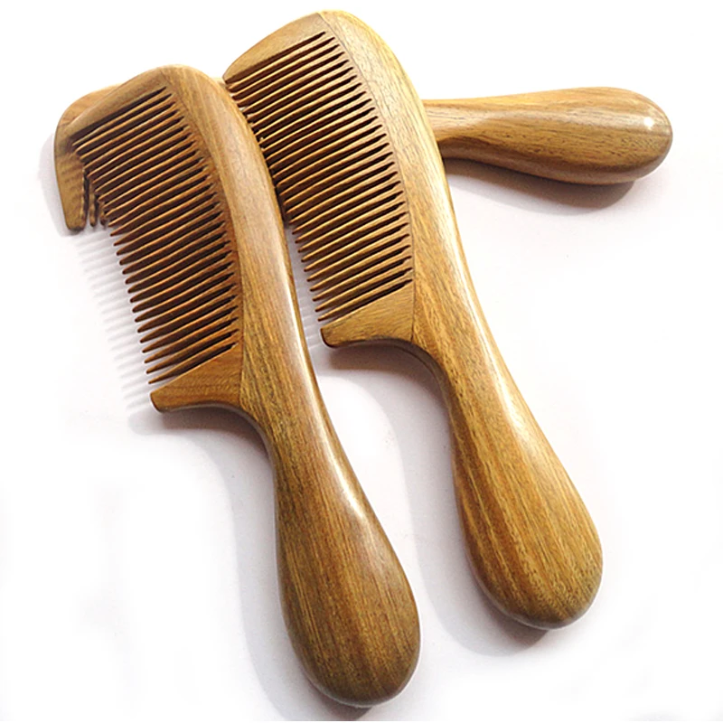 ming cheng Pure Nature hand made Sandalwood comb anti-static with widen and narrow tooth wood brush | Красота и здоровье
