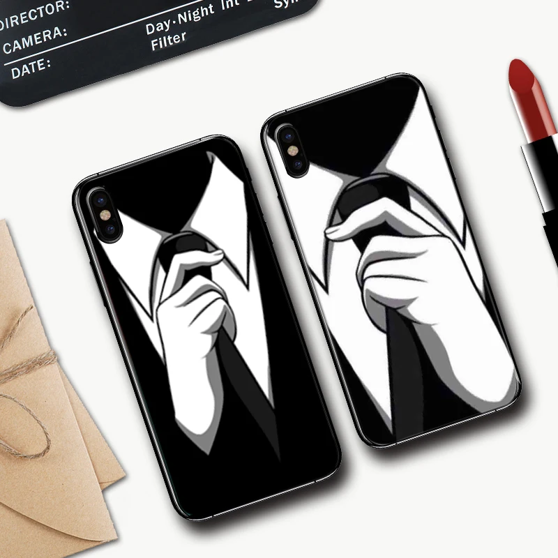 Мужской костюм рубашка галстук линии силиконовый чехол для iPhone 5 SE 5S 6 6S Plus 7 8 11 Pro X