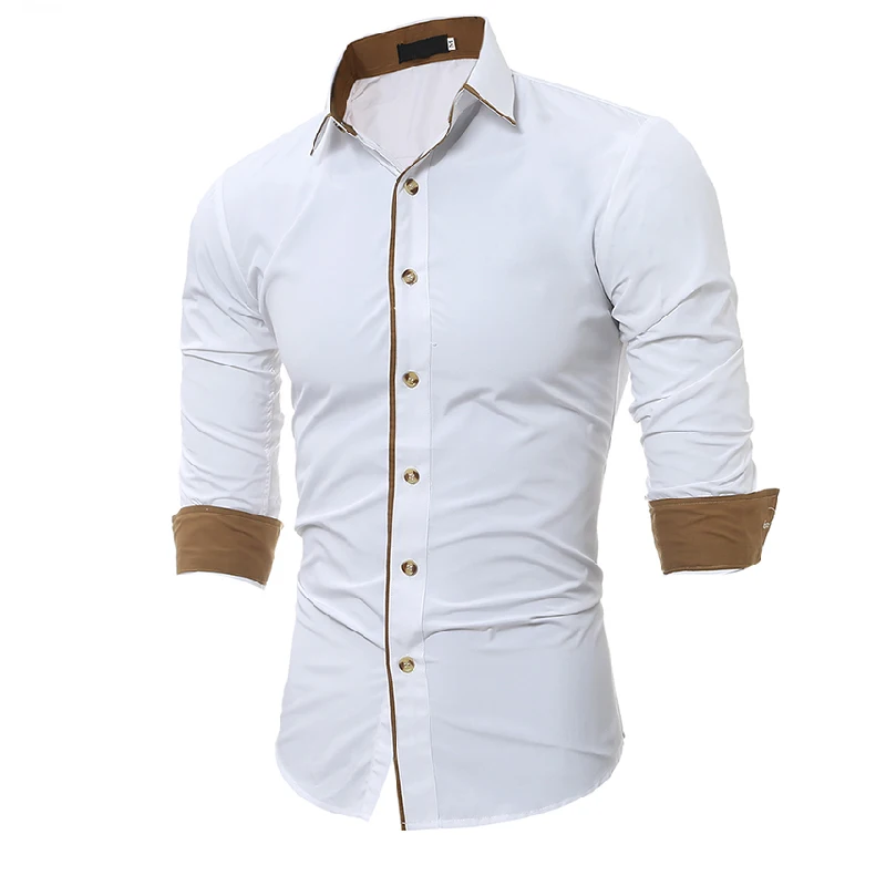 Мужская Повседневная рубашка весна осень 2019 Лоскутная с длинным рукавом