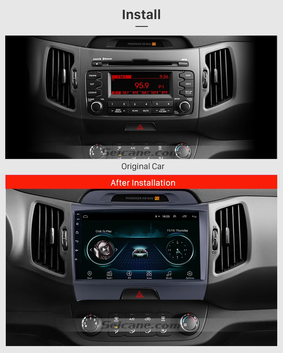 Seicane Android 8,1 мультимедийный плеер " Wifi Автомагнитола 2Din gps стерео для KIA Sportage 2010 2011 2012 2013 головное устройство