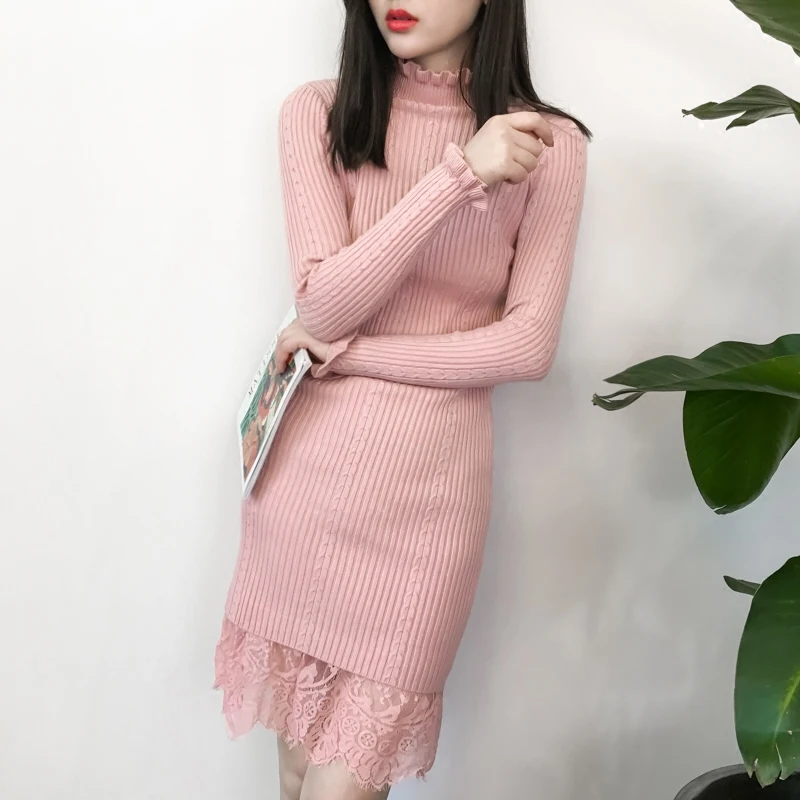 Женское трикотажное платье свитер повседневное облегающее миди весна 2018|dress women