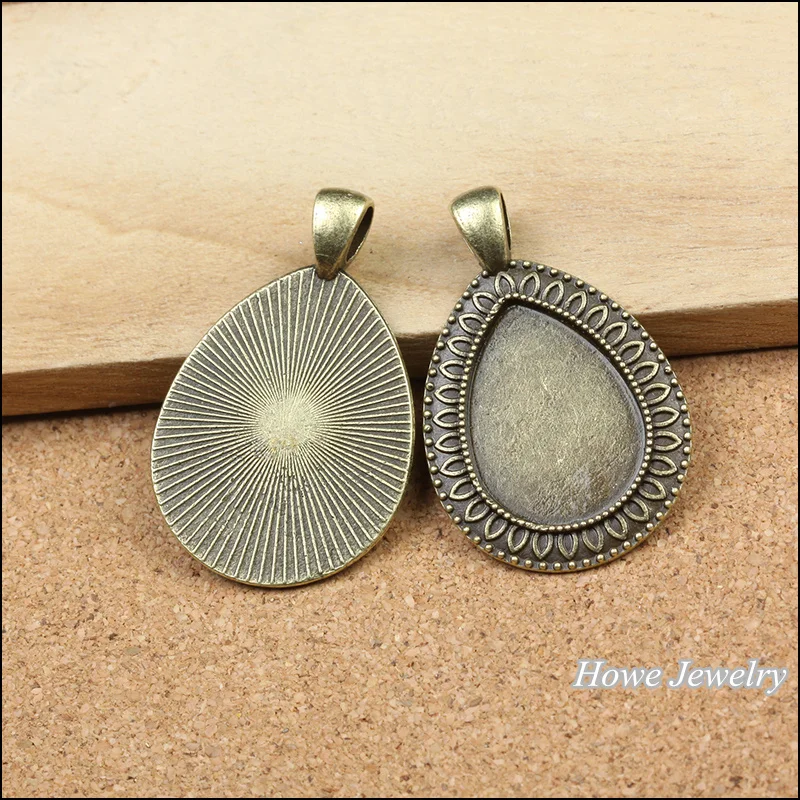 Оптовая продажа 6 шт. качественная Античная бронзовая подвеска в форме капли