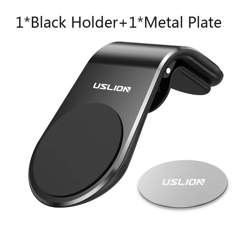 Black USLION Автомобильный держатель для телефона в автомобиль Магнитная подставка для iPhone планшеты и смартфоны Telefone Air Vent Mount Stand - Цвет: Black