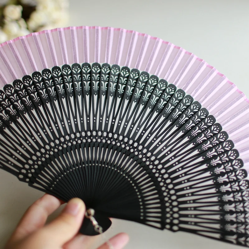 Японский складной веер шелковая танец благородная скульптура тюльпан резьба