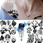 Временные татуировки REJASKI для женщин и мужчин, наклейки с лосем, оленем, перьями, Галактикой, планетами, треугольным лесом, искусственные тату на заказ