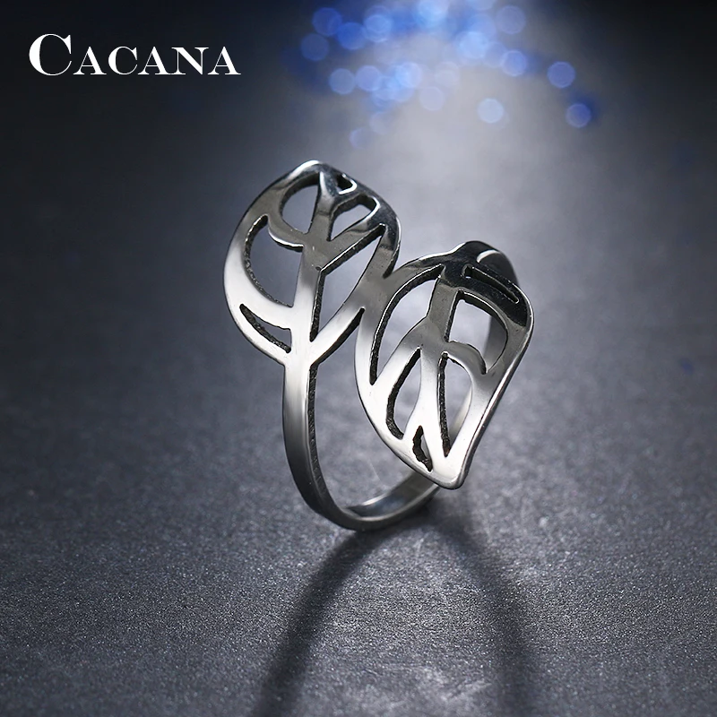 Женские кольца CACANA из нержавеющей стали с двойным листом модные украшения