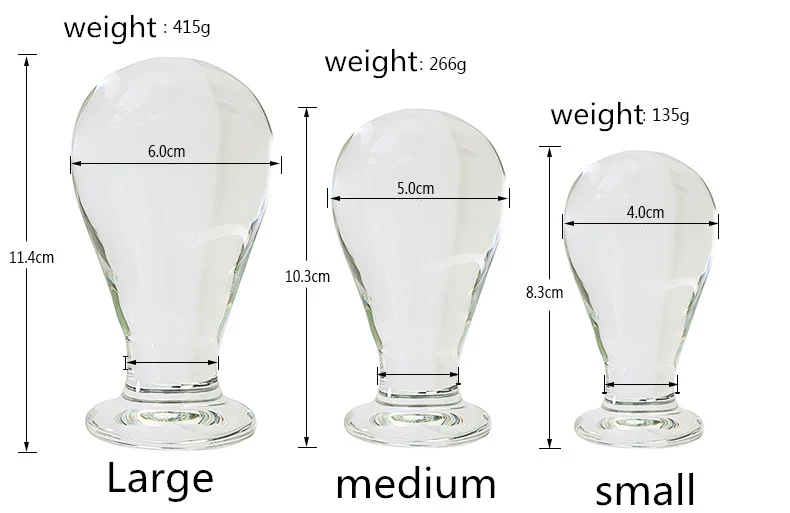 3 размера выбрать прозрачные большие стеклянные бусины Анальная пробка для