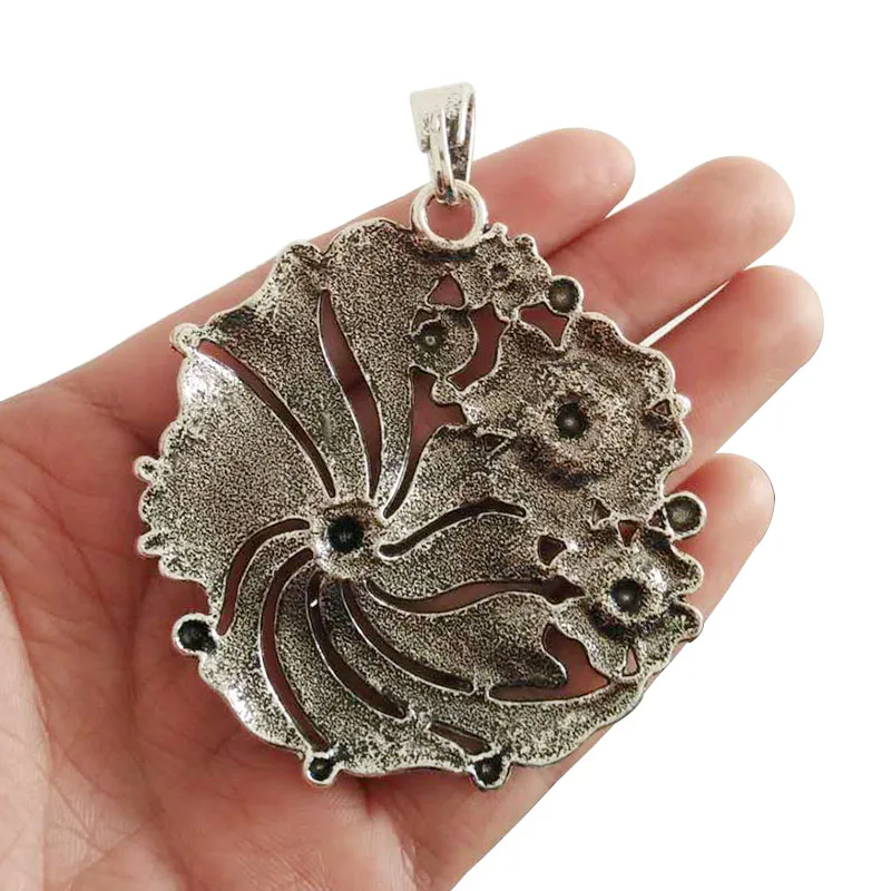 ZXZ 2 шт старинное серебро большой Boho Цветок амулеты подвески для ожерелье ювелирные изделия, украшения своими руками, 68x65 мм