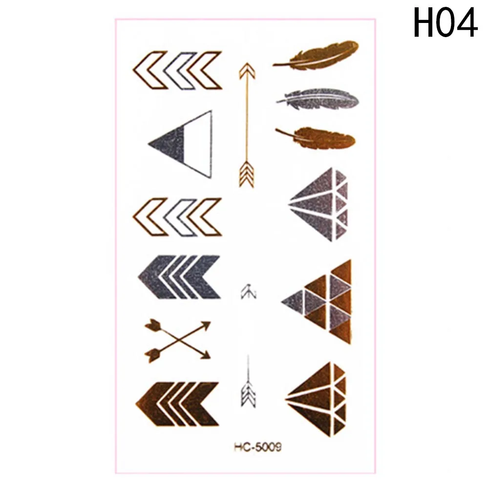 2 шт Металлические Водонепроницаемые Временные Татуировки золотые серебряные