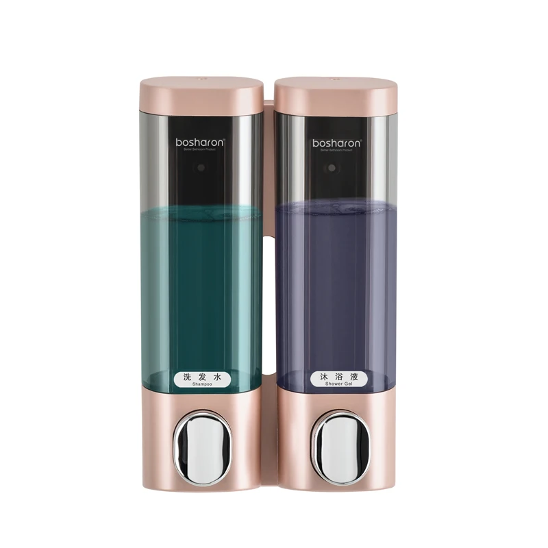 Rose Gold Double Дозатор жидкого мыла настенный 300 мл пластиковые бутылочки для геля для душа дозаторы шампуня дезинфицирующее средство для рук домашние кухонные аксессуары для ванной комнаты - Цвет: Rose Gold Double