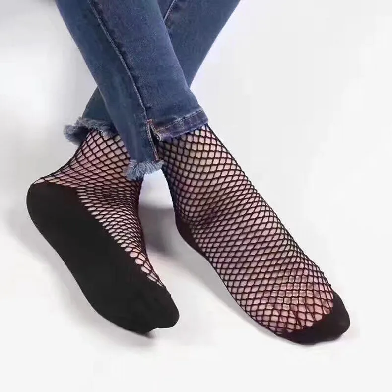 tt090 jiadi M Летние женские сексуальные сетчатые короткие сетчатые ажурные черные дышащие сетчатые чулки с геометрическим рисунком для женщин, 1 пара = 2 шт. tt099 - Цвет: tt090 jiadi M