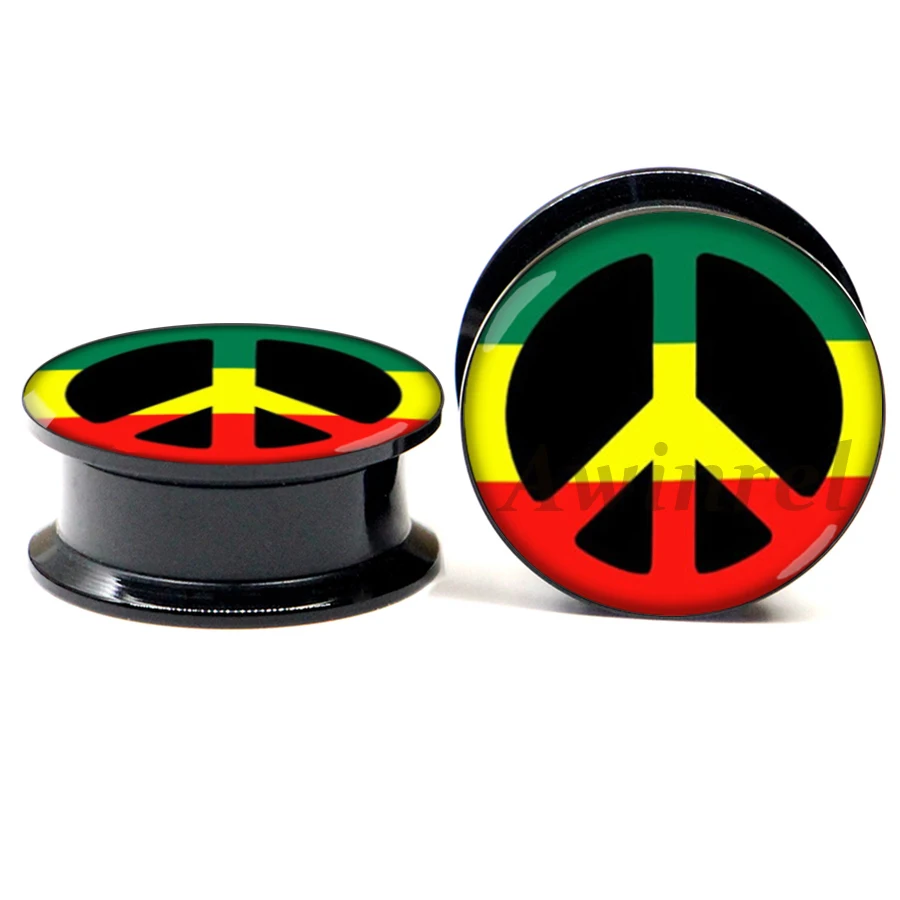 Акриловые ушные пробки Rasta Peace 1 пара винты подходят для телесного тоннеля ушко