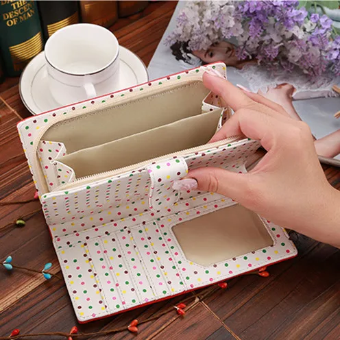 Новые модные женские кошельки карамельных цветов в горошек кожаный маленький