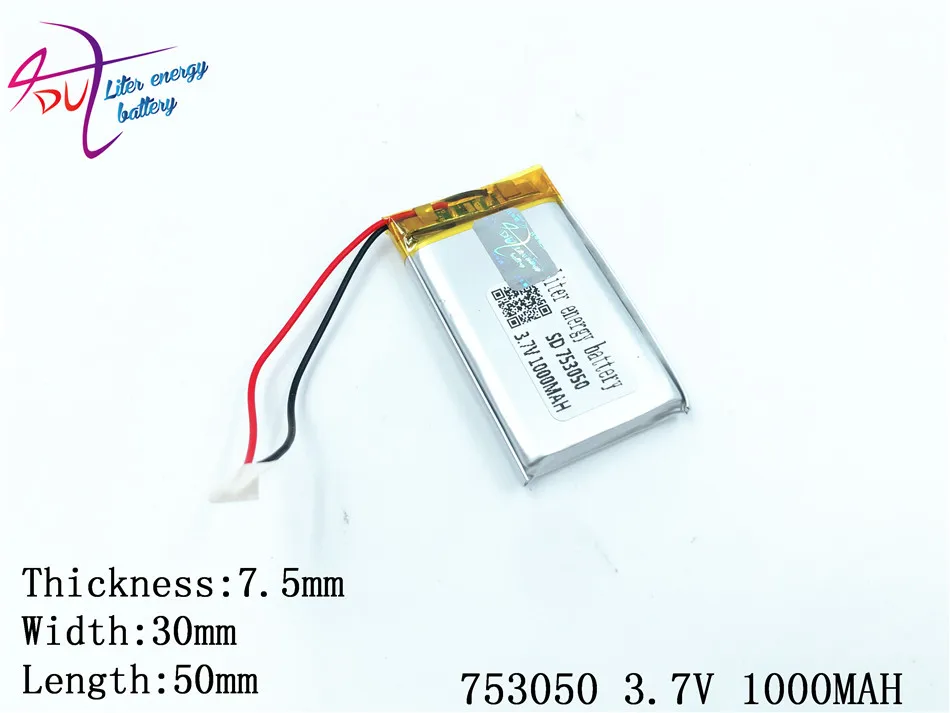 3 7 V 1000 mAH 753050 PLIB (полимер литий ионный аккумулятор) аккумулятор для планшетных ПК